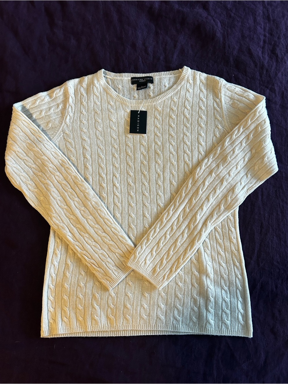 Madison Studio Cable-Knit Crewneck Cashmere